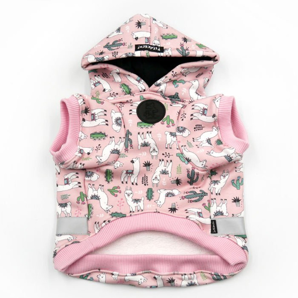 Bluza dla Psa z kapturem Lama, odblaskowy element, wzór lamy, alpaki