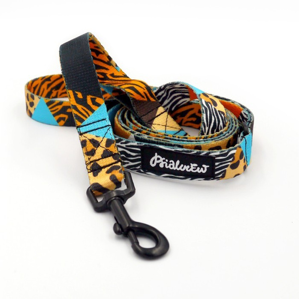 Walking leash for Dog Wild Animals Psiakrew, width 2 cm, black snap hook 6 cm