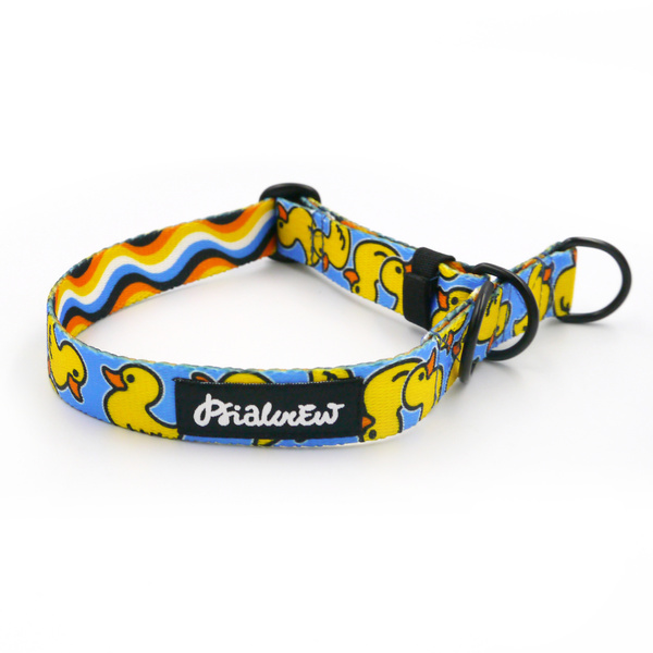 Half-Choke-Halsband Ducky Duck, 2 cm breit, für kleine Hunde, schwarze Accessoires