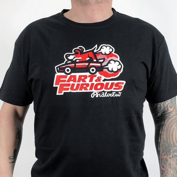 Koszulka, T-shirt męski dla miłośnika, fana Psów i motoryzacji Fart and Furious