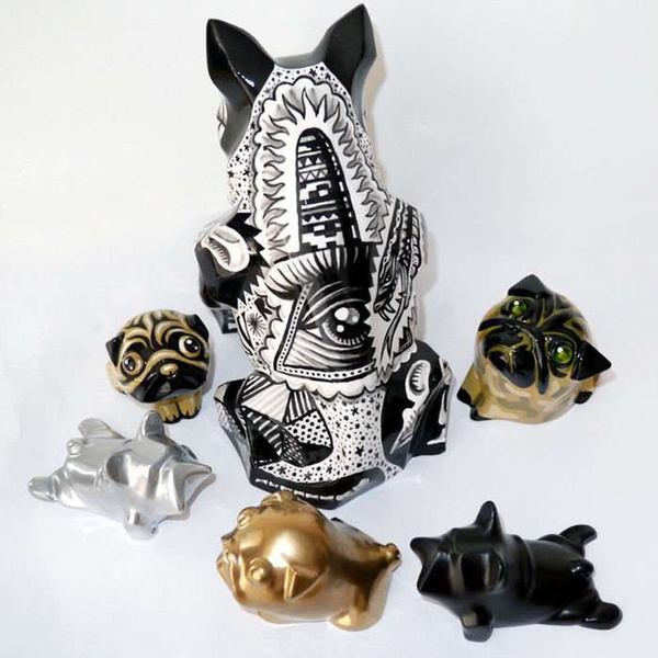Sculpture Pug Mops Carlin My Black Sweetness