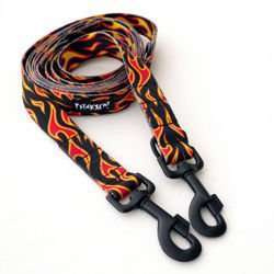 Dog Leash Dog On Fire width 2.5 cm, 1" wide, big black snap hook