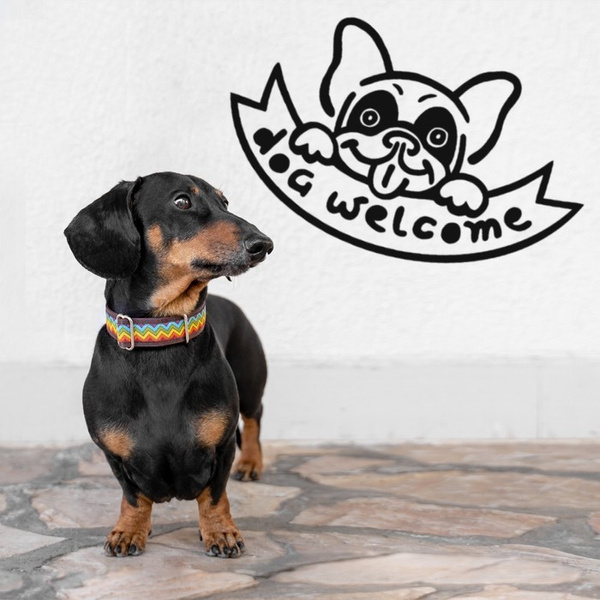 DOG WELCOME decorative and information wall decal Psiakrew