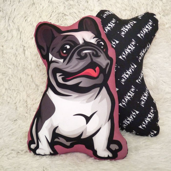 Decorative Dog Pillow Cushion French Bulldog black&white cuddly mascot