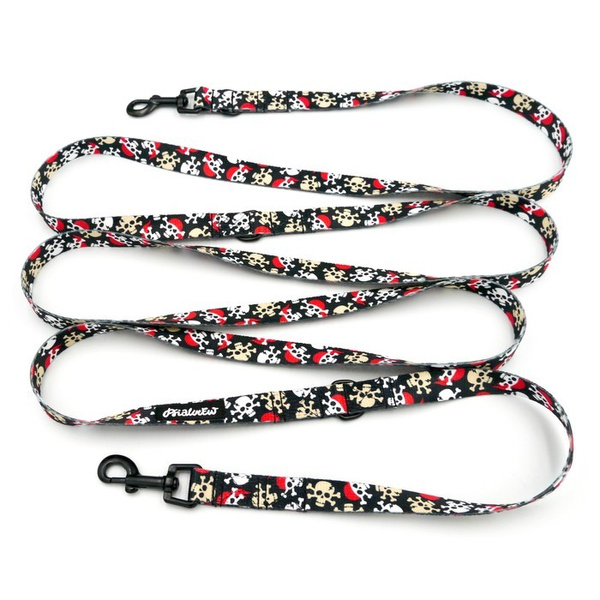 Long Dog Leash Pirates Psiakrew width 2 cm (0.78"), black snap hook 6 cm