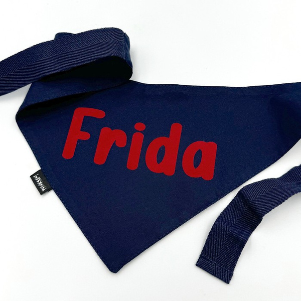 Bandana with the name of the Dog Psiakrew, personalized tied handkerchief, dark blue bandana scarf