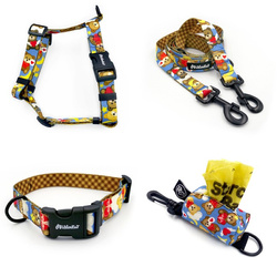 ZUBEHÖRSATZ. Großer Hund. Teddy Bear Psiakrew - Serie; Halsband, Geschirr, Leine,  Etui für Kotbeutel