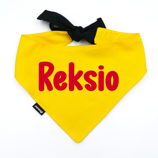 Bandana z imieniem Psa Psiakrew, personalizowana wiązana chusteczka, zółta apaszka