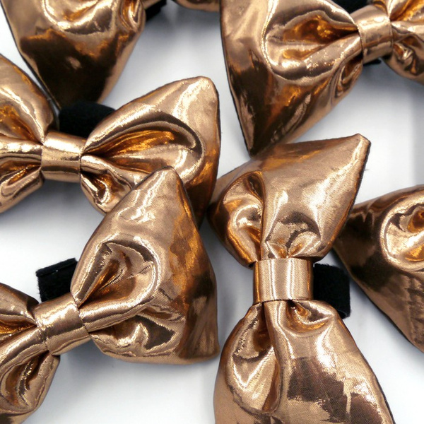 Shimmering Rose Gold bow tie for a dog; carnival New Year's Eve decorative bow Psiakrew