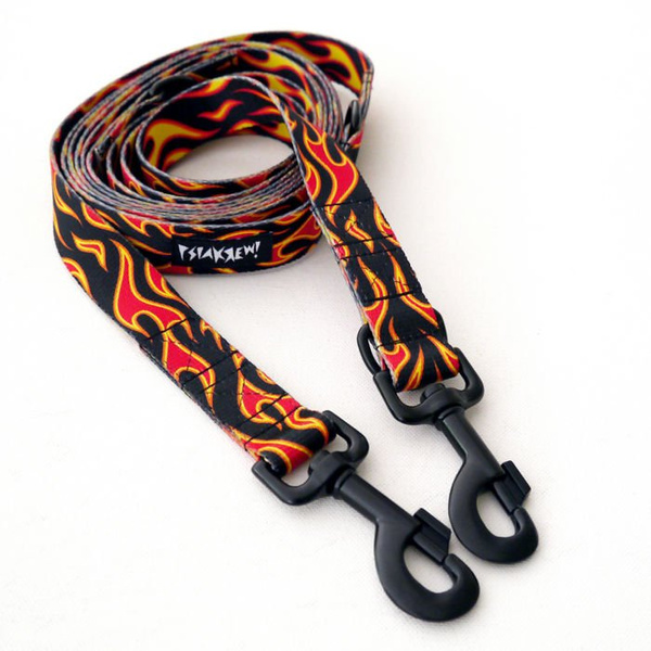 Dog Leash Dog On Fire width 2.5 cm, 1"  wide, big black snap hook