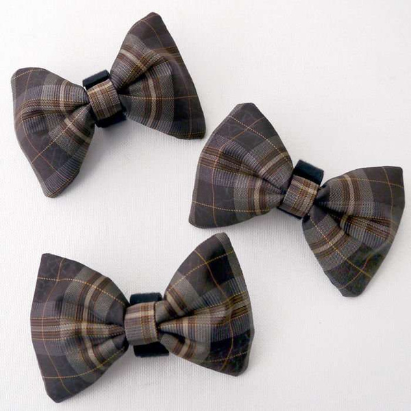 Brown Tartan Dog Bow Tie Fredzio, Pet Bow Tie, Bowtie, Collar Attachment