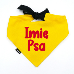 Bandana z imieniem Psa Psiakrew, personalizowana wiązana chusteczka, zółta apaszka
