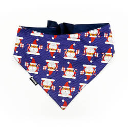 Premium Dog Bandana Santa Clauses handkerchief style to tie around your pet’s neck, Dark blue