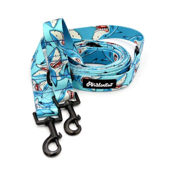 Dog Leash Shark Psiakrew width 2.5 cm, 1" wide, snap hook black 6cm