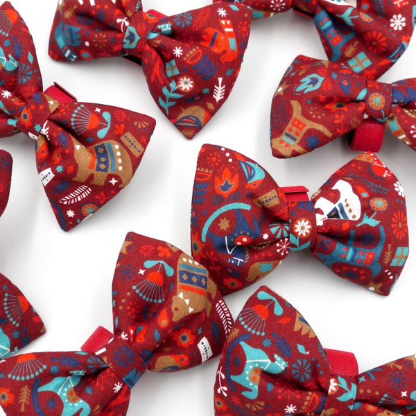 Dog Bow Tie Winter Folk Psiakrew, Pet Bow Tie, Bowtie, Collar Attachment