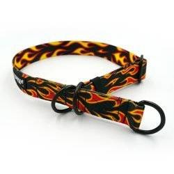 Half-choke collar Dog On Fire, 2.5 cm wide, medium and big dogs, black extras