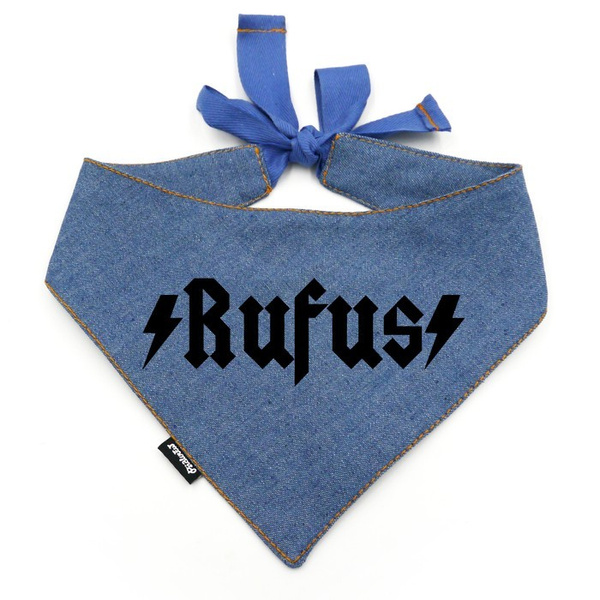 Bandana Denim z imieniem Psa Psiakrew, personalizowana wiązana chusteczka, hard rock style