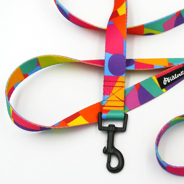Dog Leash Kaleidoscope Psiakrew width 2.5 cm, 1"  wide, black snap hook 6 cm