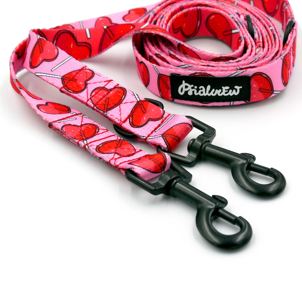 Long Dog Leash Lollipops Psiakrew width 2 cm (0.78"), black snap hook 6 cm