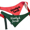 Bandana for Dog Wesołych Świąt Psiakrew, personalized tied handkerchief, dark green bandana scarf