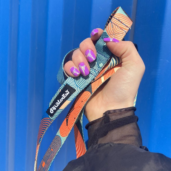 Dog Leash Geo Snake width 2.5 cm, 1"  wide, snap hook black 8cm