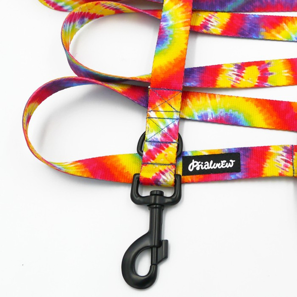 Lange abnehmbare Hundeleine Tie Dye Psiakrew, Band 2,5 cm, Karabiner 8 cm, schwarz