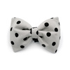 Grey Dog Bow Tie with black polka dots, elegant classic Psiakrew bow