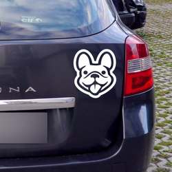 French Bulldog Psiakrew dog car sticker for dark car bodies