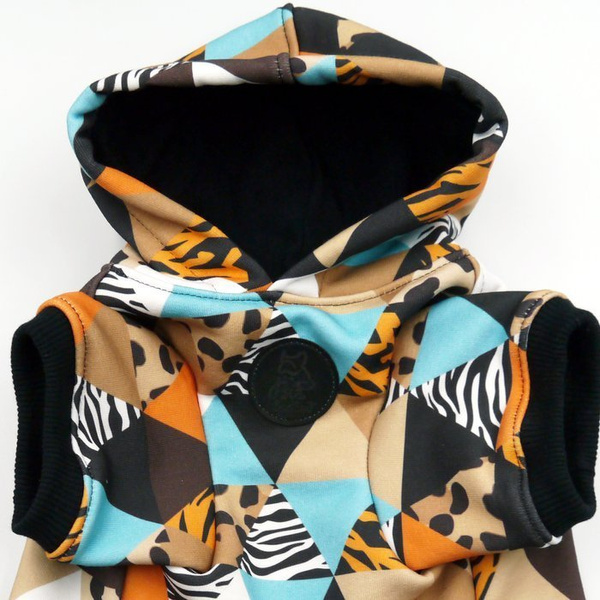 Bluza dla Psa z kapturem Wild Animals, odblaskowy element, zwierzęcy print