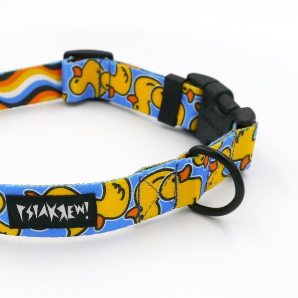 Obroża dla psa regulowana klamra zatrzaskowa Ducky Duck Psiakrew 2,5 cm czarne okucia