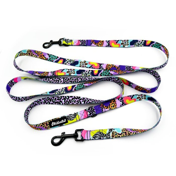 Long Dog Leash Crazy Leopard width 2 cm (0.78") wide, , black snap hook