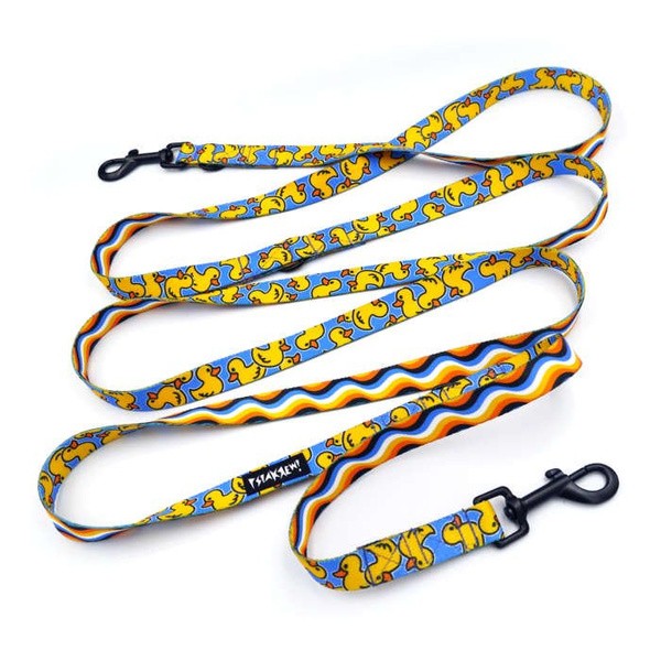 Smycz Dla Psa Długa Przepinana Regulowana Ducky Duck szerokość 2 cm, czarny karabińczyk 7 cm