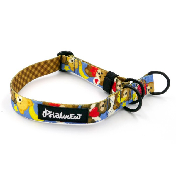 Half-choke collar Teddy Bear, 2 cm wide, for small dogs, black extras