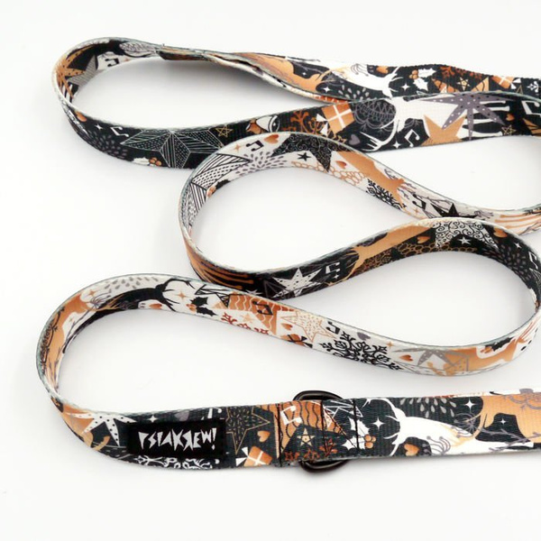 Dog Leash Deer Calls width 2.5 cm, 1" wide, big black snap hook 8 cm