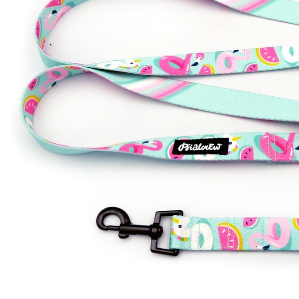 Dog Leash Azure Pool width 2.5 cm, 1"  wide, snap hook black 6cm