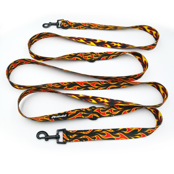 Dog Leash Dog On Fire width 2.5 cm, 1" wide, snap hook black 6cm