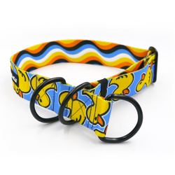 Ducky Duck Psiakrew- Half-Clamp-Halsband, 4 cm breit, für mittlere und größere Hunde, schwarze Beschläge