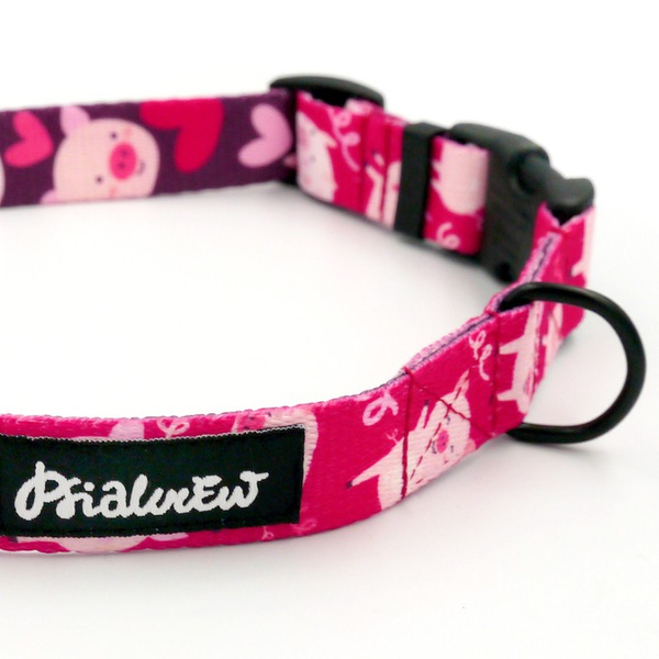 Dog Collar Piggy in Love Psiakrew, 2 cm 0.78"  wide, for smaller dogs