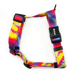 Hundegeschirr Tie Dye Psiakrew, mittlere und größere Hunde, 2,5 cm Gurtband, schwarze Beschläge