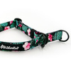 Half-choke collar Tropical Monstera, 2 cm wide, for small dogs, black extras