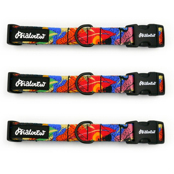 Dog Collar Colorful Thicket Psiakrew, 2 cm 0.78" wide, for smaller dogs black extras