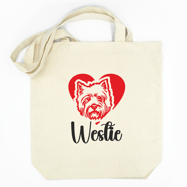 Personalized Cotton Tote Bag Psiakrew West Highland White Terrier Dog + Custom Text