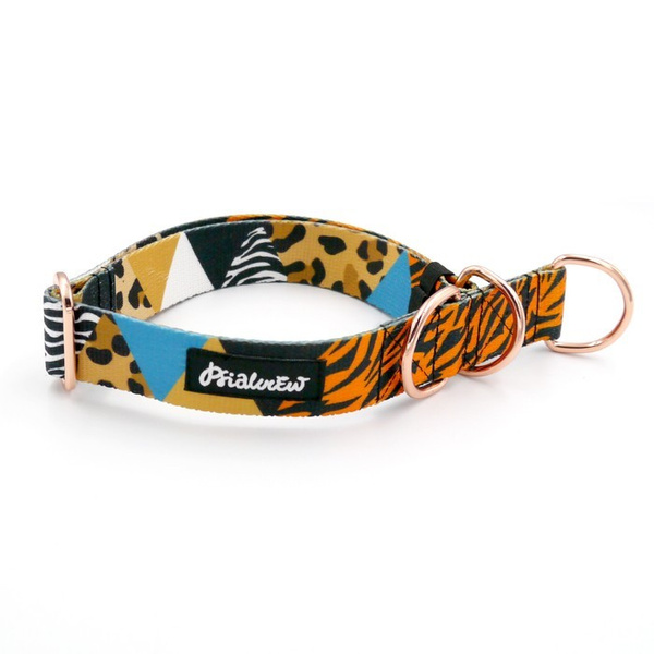 Wild Animals Half-Clamp-Halsband, 3 cm breit, für mittlere und größere Hunde, golden Beschläge