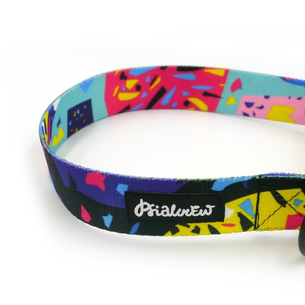 Terrazzo- Half-Clamp-Halsband, 3 cm breit, für mittlere und größere Hunde, schwarze Beschläge