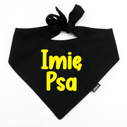 Bandana z imieniem Psa Psiakrew, personalizowana wiązana chusteczka, czarna apaszka