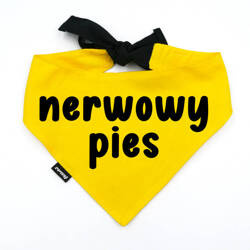 Bandana for Dog NERWOWY PIES Psiakrew, personalized tied handkerchief, yellow bandana scarf