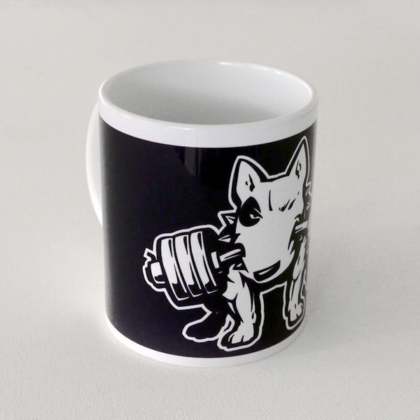 Mug with bull terrier Fitness, Dog Bull Terrier