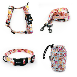 ACCESSORY KIT. Medium dog. Hot Sweetness Psiakrew Series; Collar, Harness, Leash, Sachet for dog treats