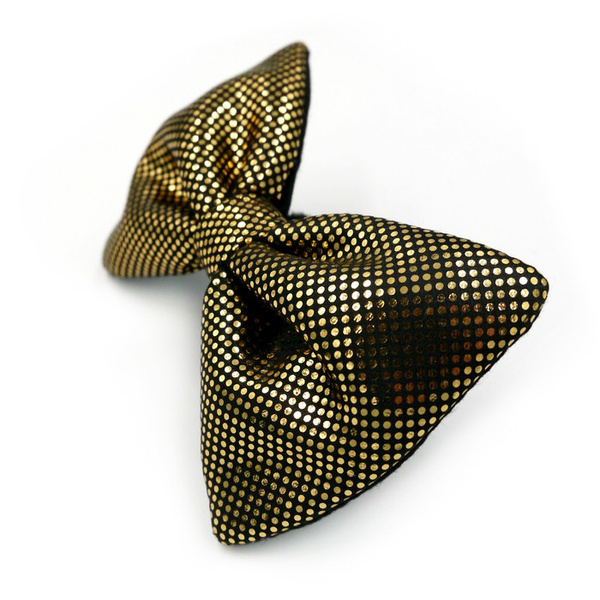 Shimmering gold and black bling bling bow tie for a dog; carnival New Year's Eve decorative bow Psiakrew