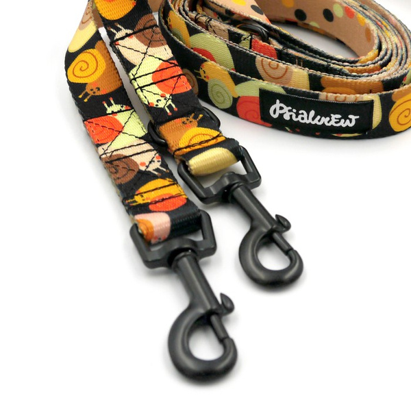 Long Dog Leash Snail Family Psiakrew width 2 cm (0.78"), black snap hook 6 cm